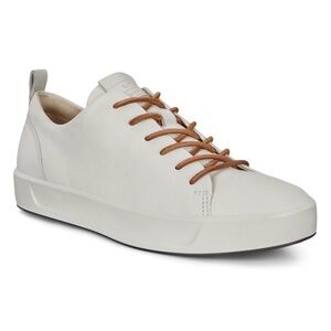 Ecco Men's Cream Leather Sneakers with Tan Laces